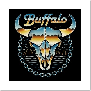 Head skull buffalo Posters and Art